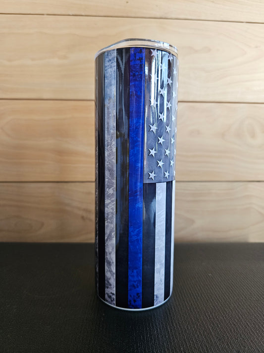 Blue Line American Flag Police 20oz Insulated Tumbler