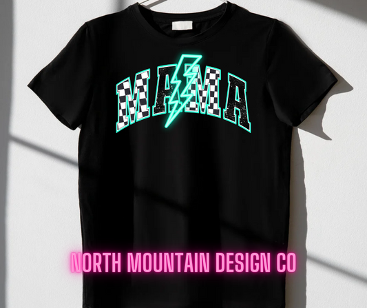 Mama Teal Lightening Bolt Shirt