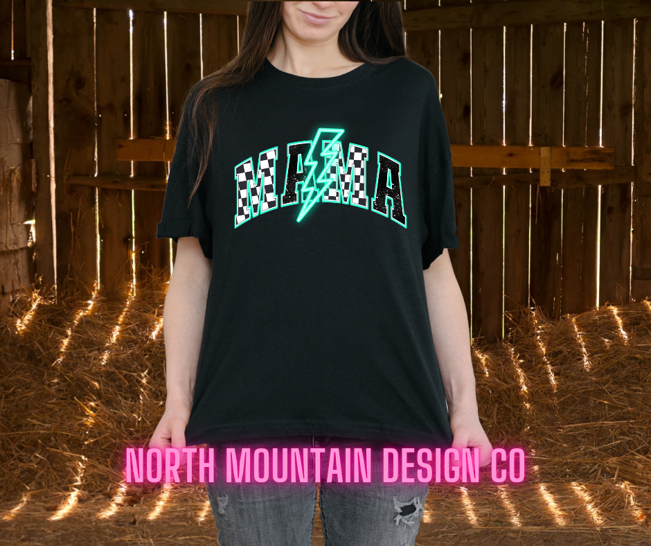 Mama Teal Lightening Bolt Shirt