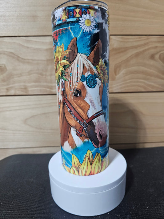 Aztec Horse Sunflower 20oz Tumbler