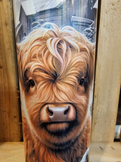 Highland Cow in Snow 20oz